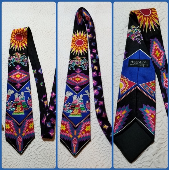💥HP💥Aesotica Indian Theme Silk Neck Tie - Picture 4 of 7